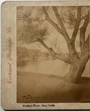 Scenic View of the Hudson River with Trees, New York - Historical Stereoview