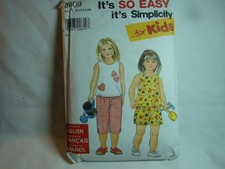 VINTAGE 1999 SIMPLICITY 8609 PATTERN, KIDS - CUT/COMPLETE - SZ A 2,3,4,5,6,6X