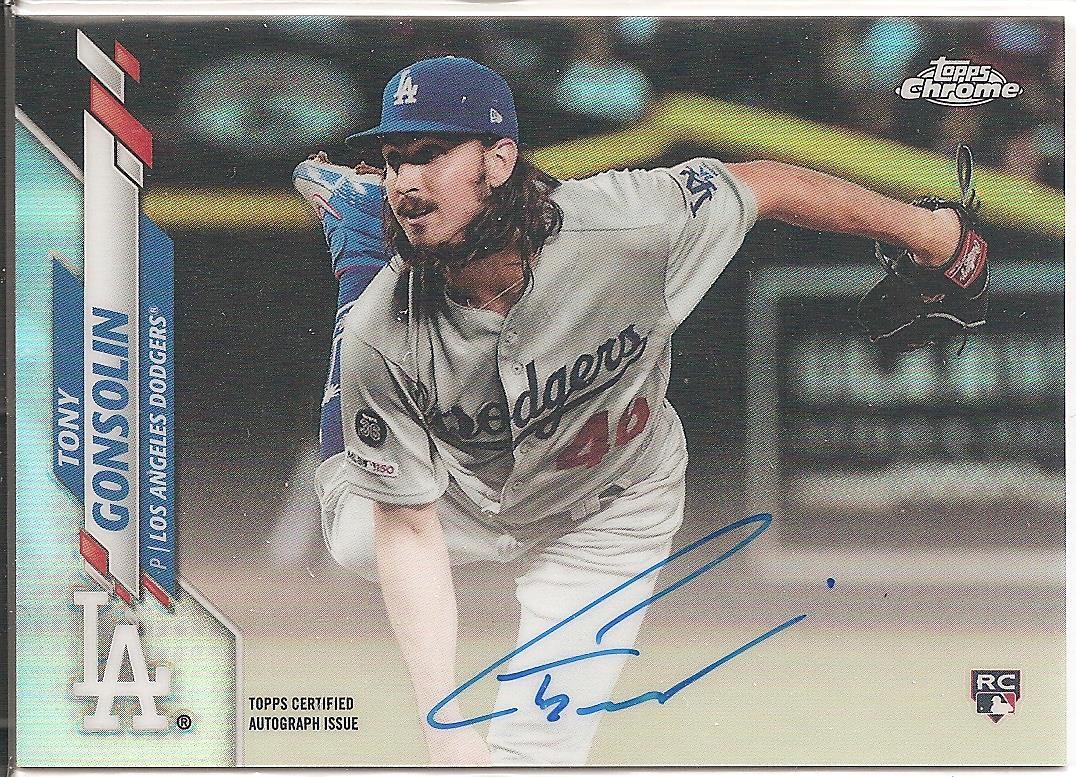 2020 Topps Chrome Refractor Tony Gonsolin RC Auto #d/499 LA Dodgers