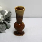 Vintage Brown and Tan Drip Glazed Bud Vase With Bulbous Center 7" Tall Haeger?