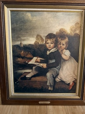 The Bowden Children 1803 by John Hopper ( 1758-1810) Board Print In Named Frame