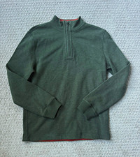 Class Club Boy's 10/12 Green 1/4 Zip Mock Neck Knit Cotton Pullover Sweater