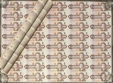 1986 Bank Of Canada $2 5x8 Uncut Sheet - Stock Pictures -