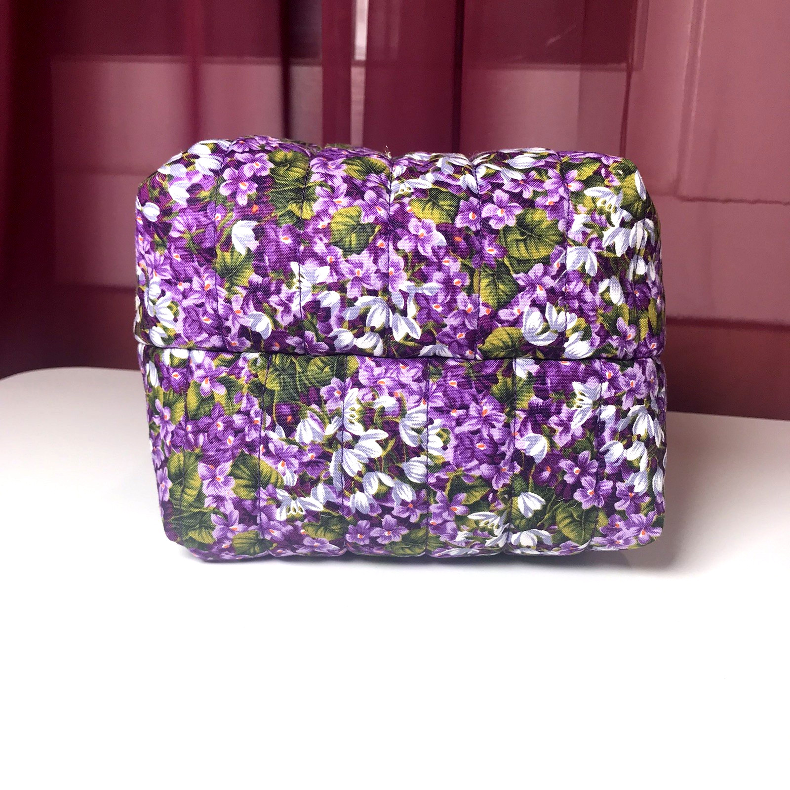 Embroidered Zipper Bag Box Pouch Makeup Cosmetic Storage Travel Large 5.5x6.75x5