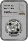 1966 SMS 50C Kennedy Half Dollar NGC Graded MS 67 Cameo