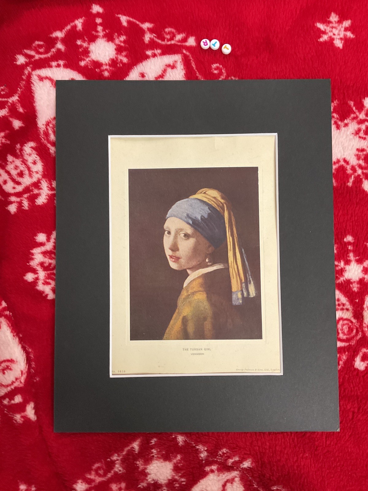 La chica turbante, Vermeer, impresión artística antigua rara, cree hecha en la década de 1920