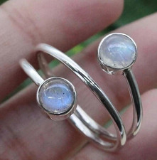 925 Sterling Silver, Solid Silver, Band Ring, Unisex Rainbow Moonstone Ring