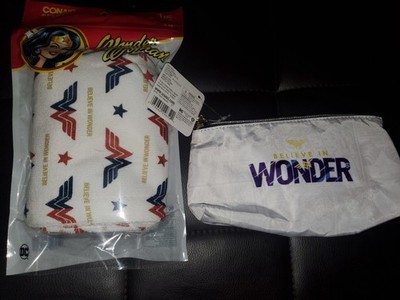 WONDER WOMAN MICROFIBER HAIR TOWEL & COSMETIC BAG CONAIR Lot