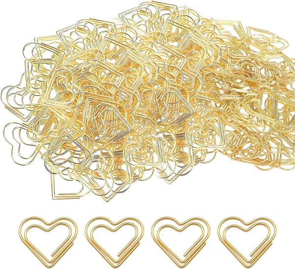 BüRoklammern Motiv Herz 100 StüCk Klein BüRoklammern Gold Herz BüRoklammer Met-image