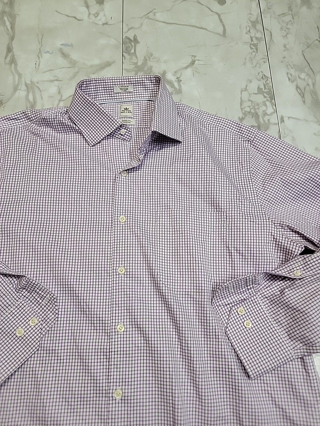 Peter Millar Nanoluxe Performance Gingham Purple … - image 2