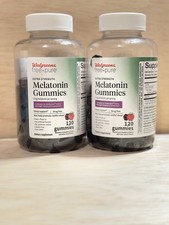 2-Walgreens 5mg Melatonin Sleep Support Gummies BlackBerry  Raspberry 120 Ct Ea