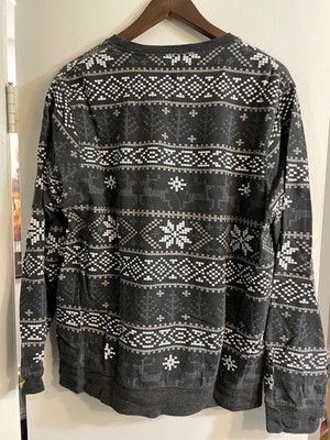 Men's Threads 4 Though Sweatshirt Fair Isle Black White Gray Size XL
