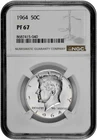 1964 50C Silver Proof Kennedy Half Dollar NGC Graded PF 67 in New Holder