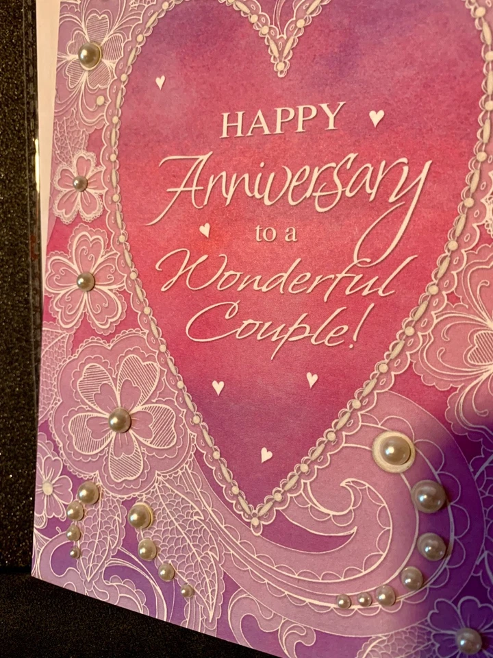 Happy Anniversary Greeting Card Beautiful Pearl Decoration! - Image 3 of 3