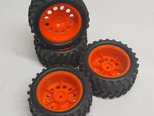 RC Car Tires 12mm Hex Wheels /Tires 1/18 Truck 1/12 to 1/16 Buggy Crawler Orange