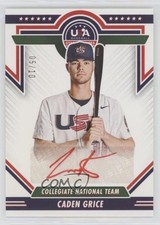 2022 Panini USA Baseball Stars & Stripes Red Ink 5/10 Caden Grice Auto 0b2