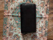 GUCCI Guccissima GG Leather Zip Around Long Wallet Black