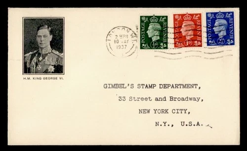 DR WHO 1937 GB FDC KGVI CORONATION COMBO M76616