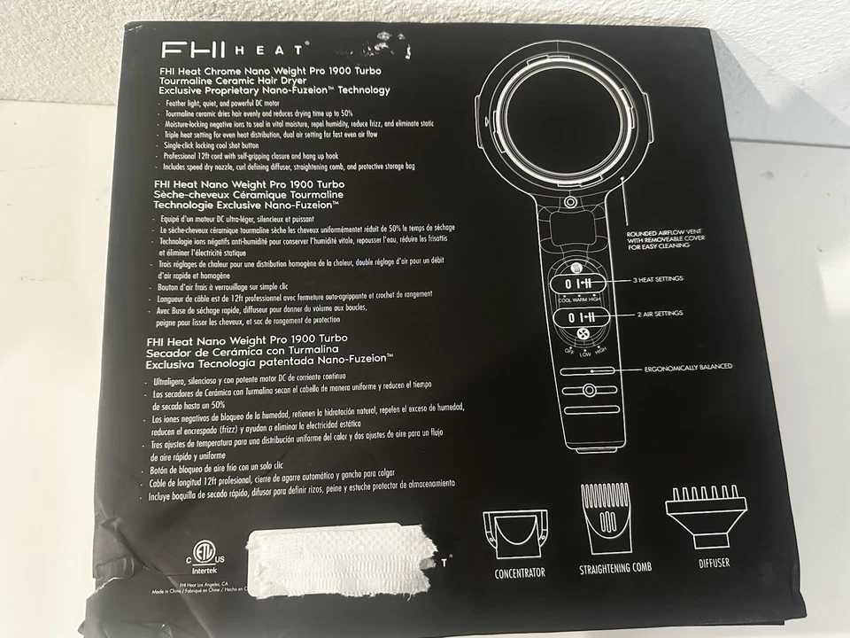 FHI HEAT Platform Nano Lite 1900 Turbo Tourmaline Ceramic Hair Dryer, Red Chrome - Image 3 of 4