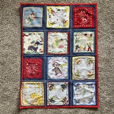 Handmade Children's Quilt Vintage Made From Hankies - The Saggy Baggy Elephant