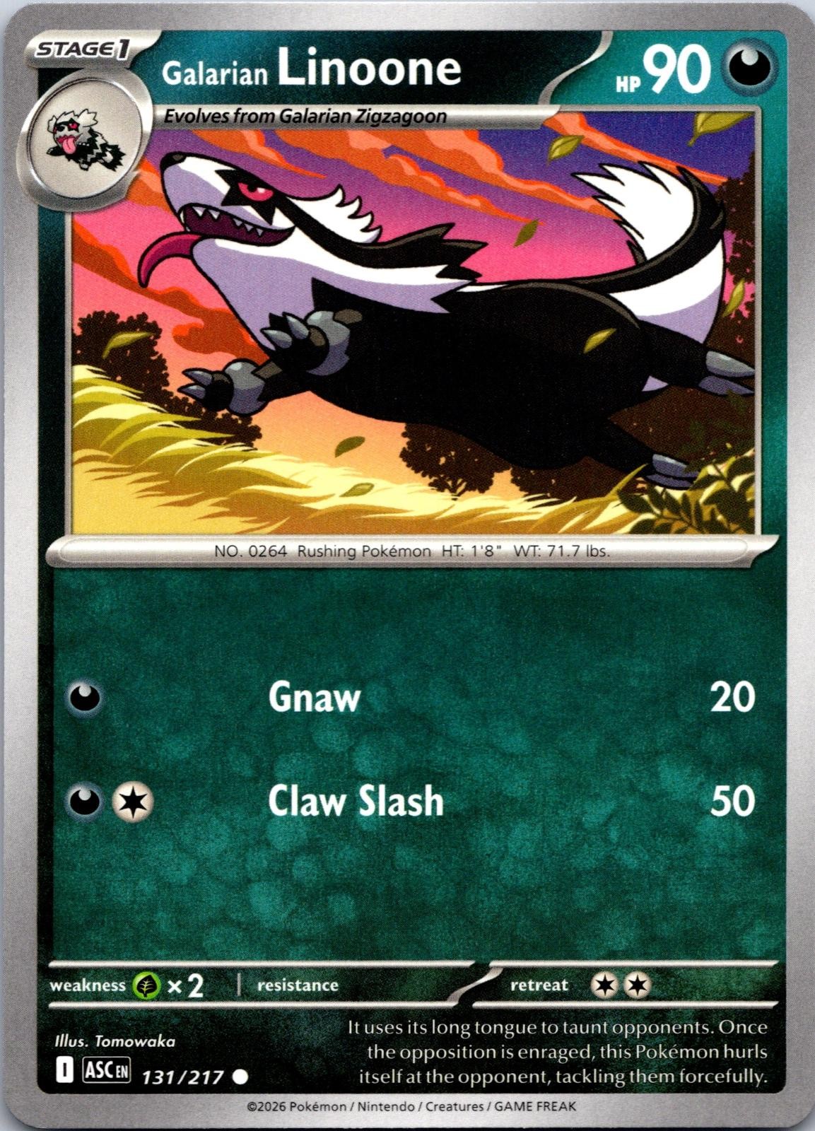 Galarian Linoone 131/217 Common Ascended Heroes Pokemon Near Mint