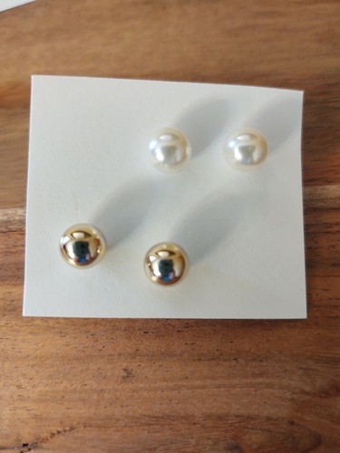 Konvolut 7 Paar goldfarbene/Strass/Kunstperlen Ohrstecker - Bild 5 von 8