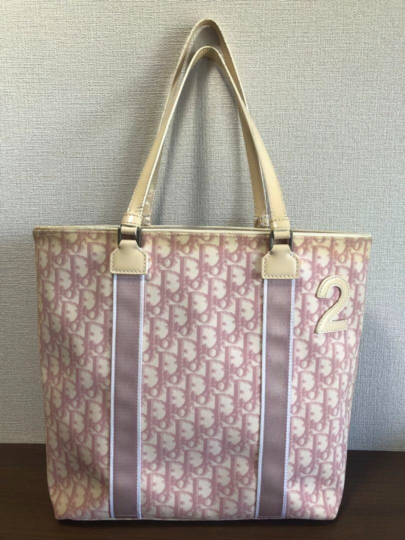 Christian Dior Trotter Tote Bag Shoulder Bag Pink No. 2 PVC Christian Dior Trotter Tote Bag Shoulder Bag Pink No. 2 PVC