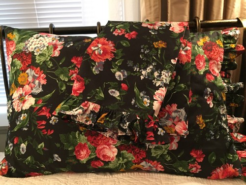 Ralph Lauren Isadora Cosette Black Floral Ruffled Standard Pillowcase Set (2) - Picture 6 of 11