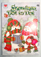 Vintage Whitman Snowman Dot to Dot Activity Coloring Book Christmas Winter B1