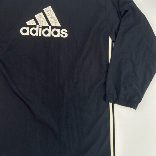 Adidas Jacket Men Medium Spell Out Stripe Logo Zip Pocket Party Run Gym Core Go - Picture 15 of 17