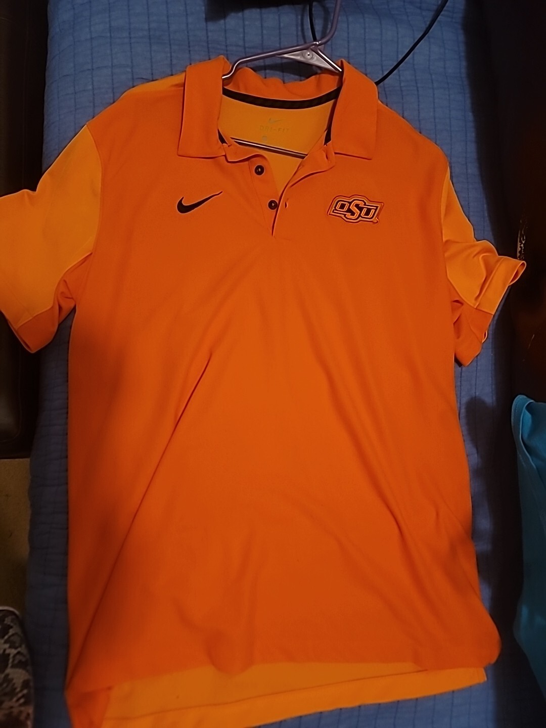 Nike Oklahoma State OSU Cowboys Mens Large Golf Polo Orange Dri-Fit Shirt