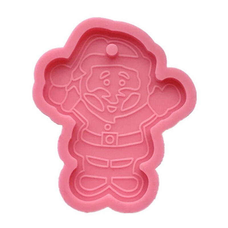 Santa Keychain Epoxy Resin Mold with Hole Keyring Pendant Mold