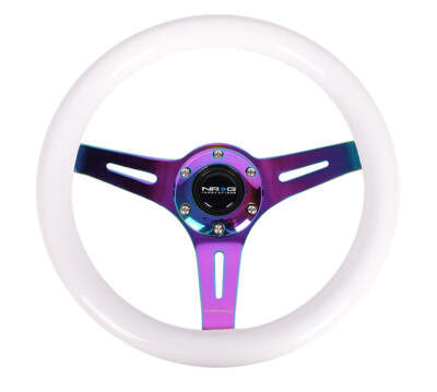 NRG ステアリング ネオクローム 310mm 修理前提 コレクション用 NRG 310MM NEO CHROME STEERING WHEEL 3 SPOKE CENTER WHITE WOOD ST