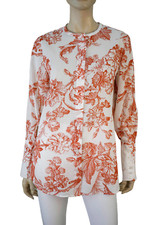 OSCAR DE LA RENTA RESORT 2019 sz 10 Floral Toile De Jouy High Low Tunic Top