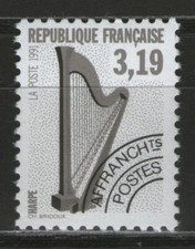 FRANCE:  Préoblitérés n°220A **, "dentelé 12", harpe