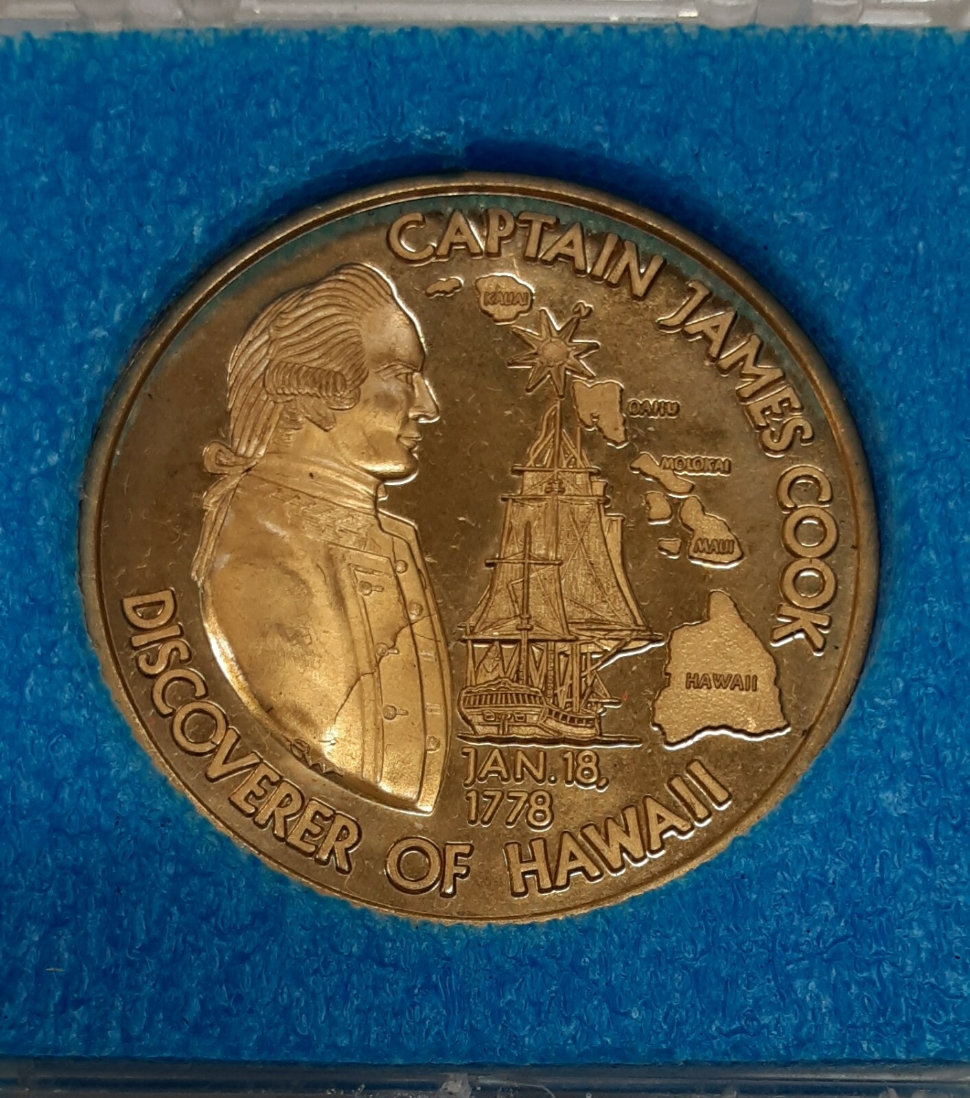 Hawaii Souvenir 37MM Bronze Medal Kamehameha/Captain Cook in Case eBay