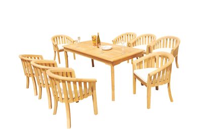 9pc Grade-A Teak Dining Set 71'' Rectangle Table 8 Lenong Arm Chairs Outdoor