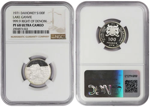*** NGC *** DAHOMEY *** 100 FRANCS 1971 *** PROOF PF68 ULTRA CAMEO *** RARE **n6