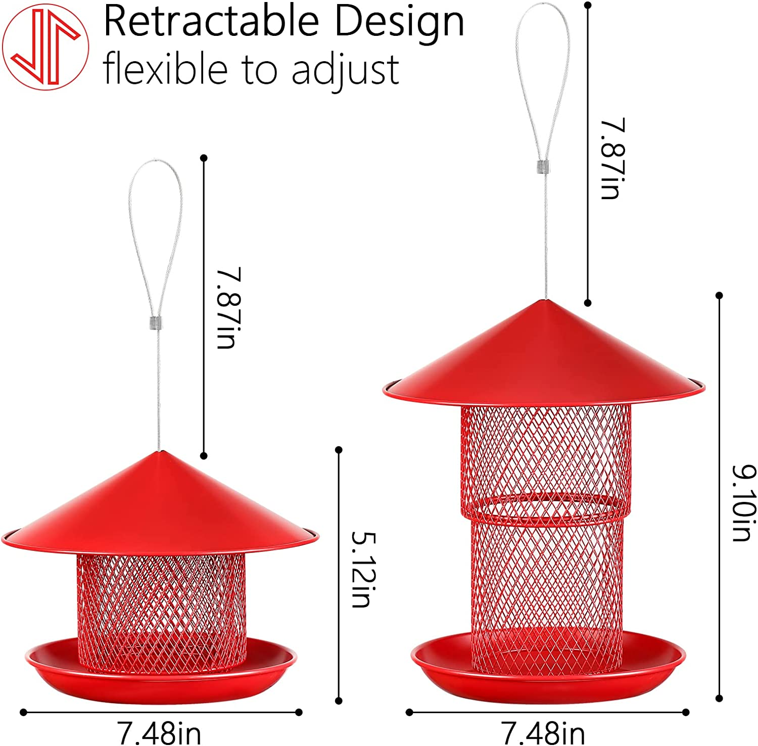 Metal Bird Feeders Cardinal Bird Feeder Retractable Birdfeeders Outside