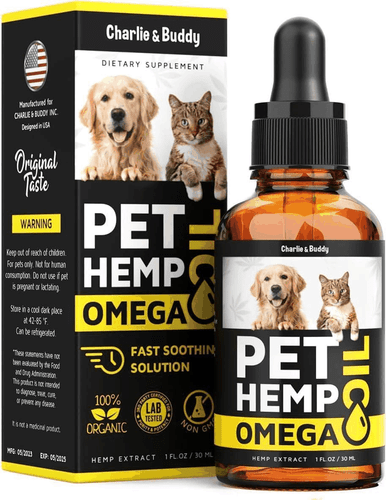 Hеmp and Salmon Oil for Dogs Skin Coat Hеalth 3 6 9 Omega Calming Treat 1 fl oz - Picture 1 of 9