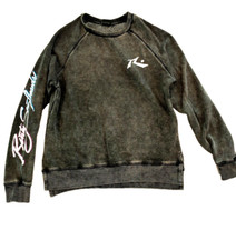 Rusty B.C Before Crowds Surf Skate Pullover Black Stone Wash Style Jumper