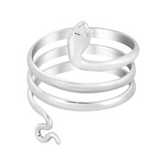 Coiled Serpent Snake Wrap Around Spiral Sterling Silver Ring-7