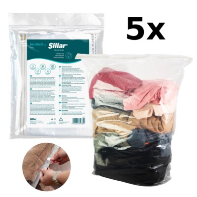 5x Vakuumbeutel für Kleidung 80 x 100 x 30 cm groß Kleiderbeutel