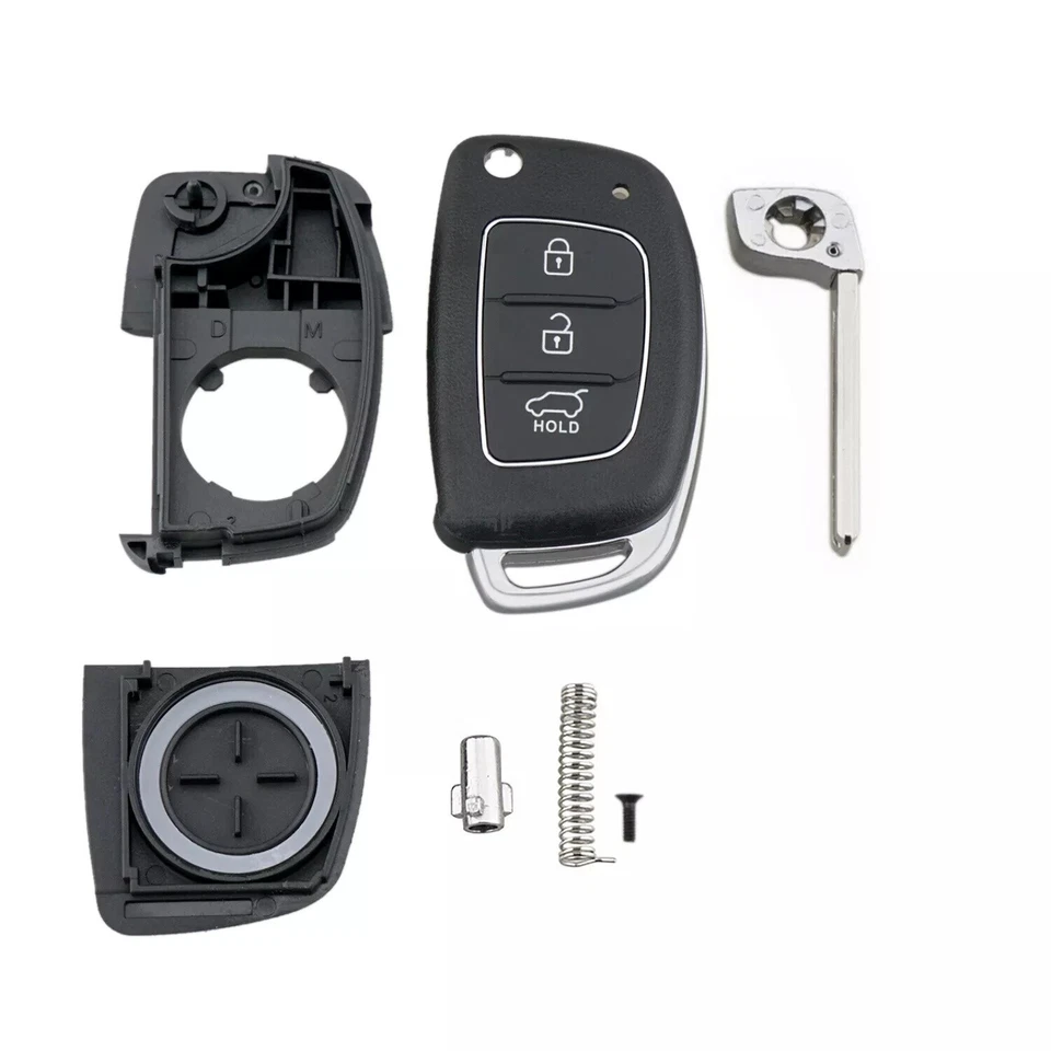 3 Button Flip Key Case Repair For Hyundai I10 I20 I40 IX35 Santa Fe Remote Fob - Image 2 of 4