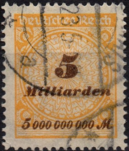 GERMANY 1923 - Used 5 billion Mk Inflation Perf. 14 2nd Issue #DR2