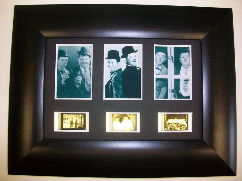 LAUREL AND HARDY Framed Trio Movie Film Cell Memorabilia Collectible Gift