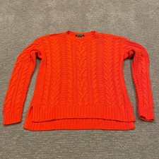 Lauren Ralph Lauren Sweater Womens Small Orange Cable Knit Fisherman Preppy 90s