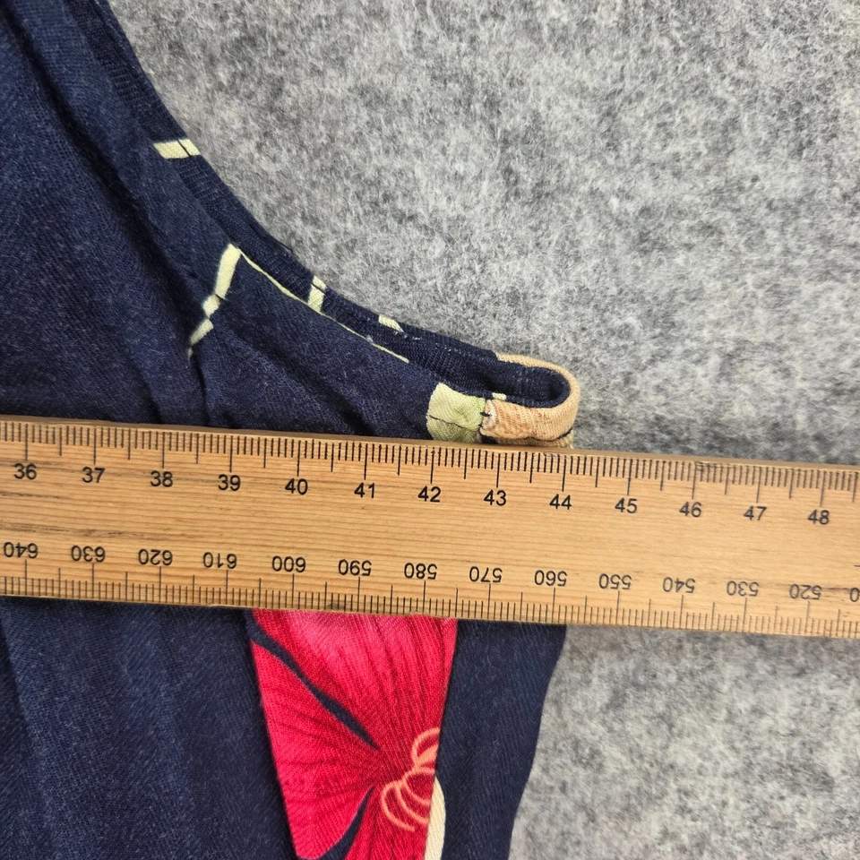 Top La Cabana Mujer Grande Azul Floral Botón Corbata Frontal Sin Mangas 12356 Foto 4 de 4