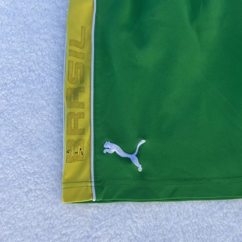 Boys Green Yellow Puma Brazil Shorts Size Boys L W/ Pockets and Logo - Picture 5 of 19