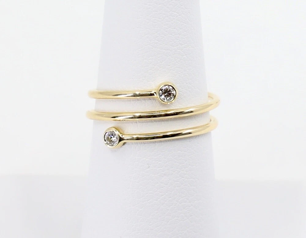 Tiffany Co Elsa Peretti Diamond Hoop Ring in 18K Yellow Gold